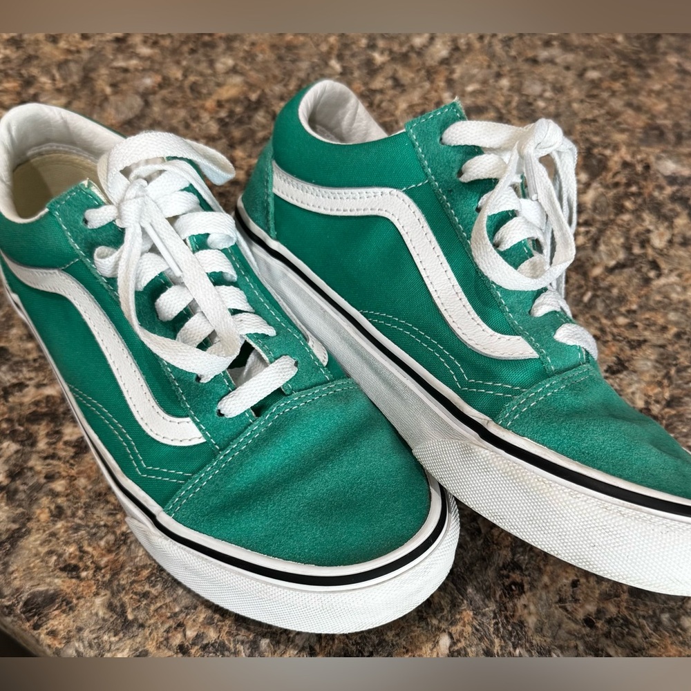 Women’s Vans Green and White Sneakers